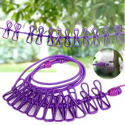 Heat Resistant & Stretchable Drying Rope With Hooks